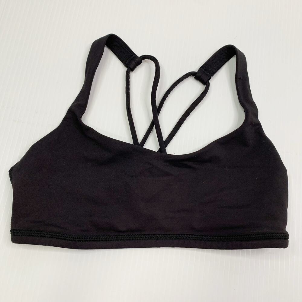 Lululemon Sports Free to Be Bra 4 Black Solid Strappy